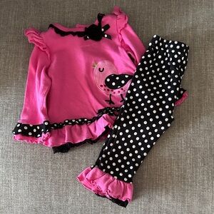 Charming Pink and Black Kids Ruffle Set